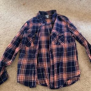 Pink and Navy Blue flannel